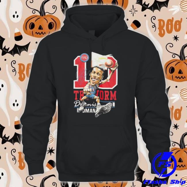 Dennis Rodman Detroit Pistons Mitchell & Ness Hardwood Classics Caricature Hooded Sweatshirt Dennis Rodman Detroit Pistons Mitchell & Ness Hardwood Classics Caricature Hooded Sweatshirt