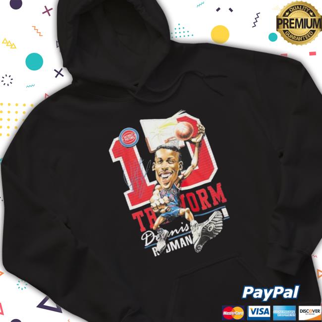 Dennis Rodman Detroit Pistons Mitchell & Ness Hardwood Classics Caricature Hooded Sweatshirt Dennis Rodman Detroit Pistons Mitchell & Ness Hardwood Classics Caricature Hooded Sweatshirt