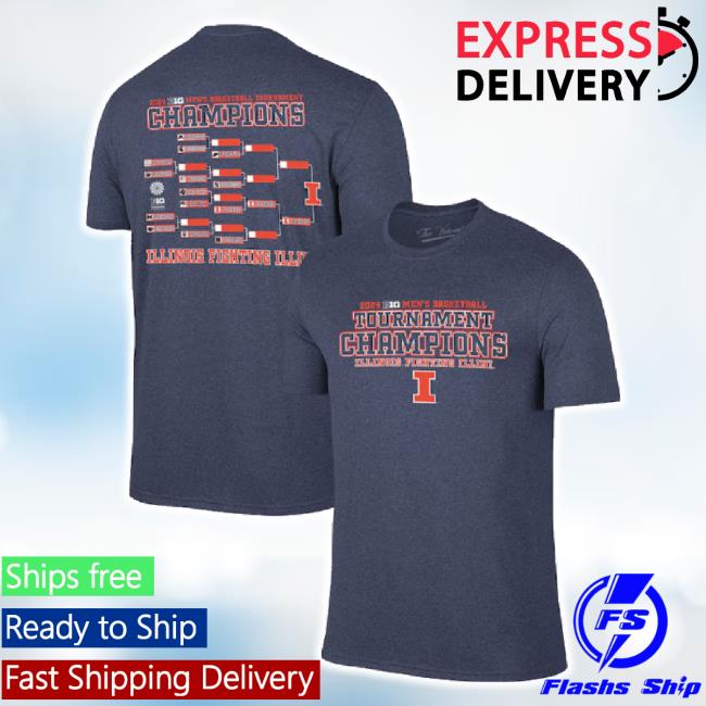 Trending Original Retro Brand Heather Navy Illinois Fighting Illini 2024 Big Ten Men's Basketball Conference Tournament Champions Bracket Classic Shirt