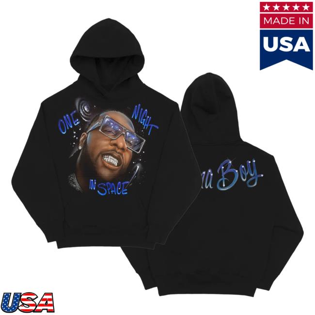 Official Burna Boy Merch Store Burna Boy Onis Airbrush One Night In Space Crew neck Burnaboy