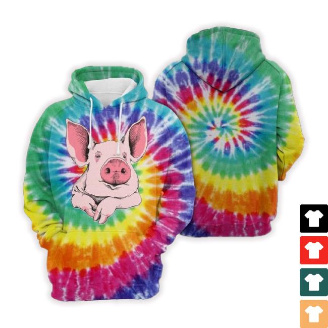 Trending Pig Tie Dye 3D Printed Long Sleeve Tee