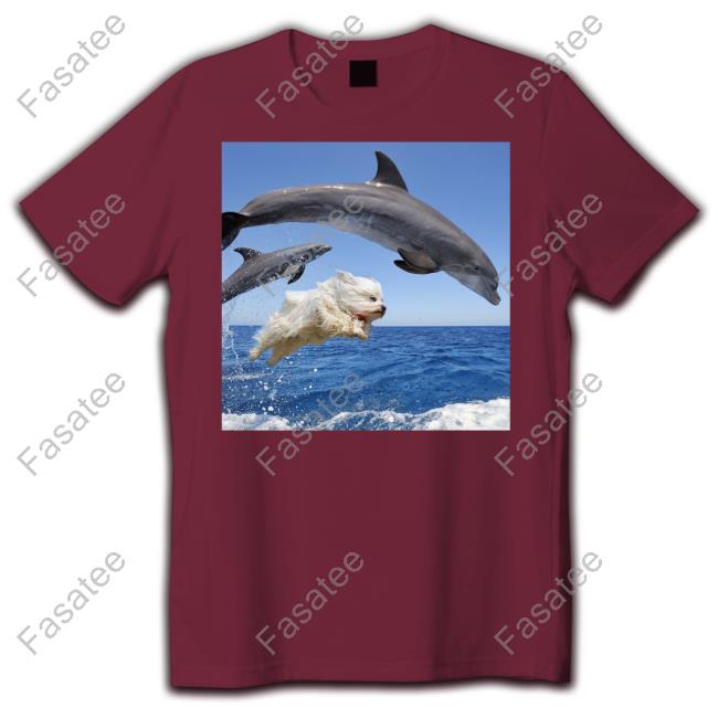 Dog Riding The Waves With The Dolphins Sweatshirt