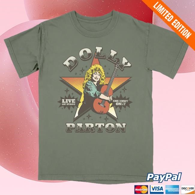 Dolly Parton Merch Live On Stage Moss Green Long Sleeve Shirt