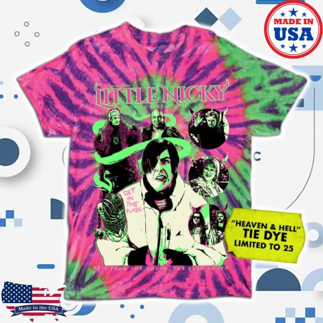 Trending Halftone Horror Merch Store Little Nicky "Heaven & Hell" Tie Dye Shirts Halftonehorror Shop