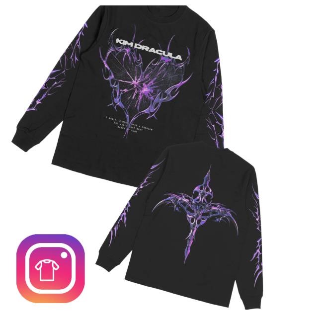 Kim Dracula Store Purple Heart Long Sleeve Shirt Kim Dracula Store Purple Heart New Shirt