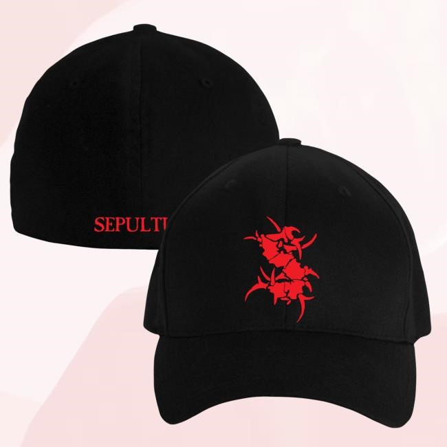 Official Sepultura Merch Red Logo Flexfit Flexfit new twill cap