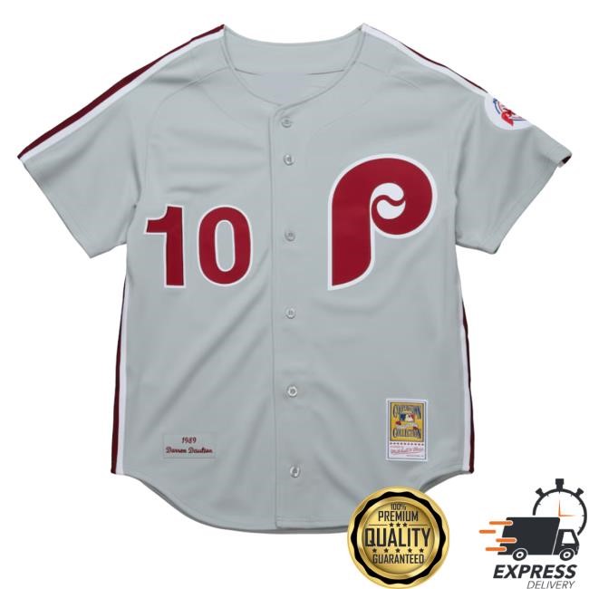 Darren Daulton Gray Philadelphia Phillies 1989 Authentic Road Jersey Tee Shirt
