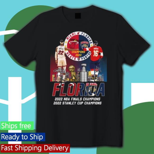 Miami Heat Vs Florida Panthers Butler And Barkov Champions Florida Skyline Shirt