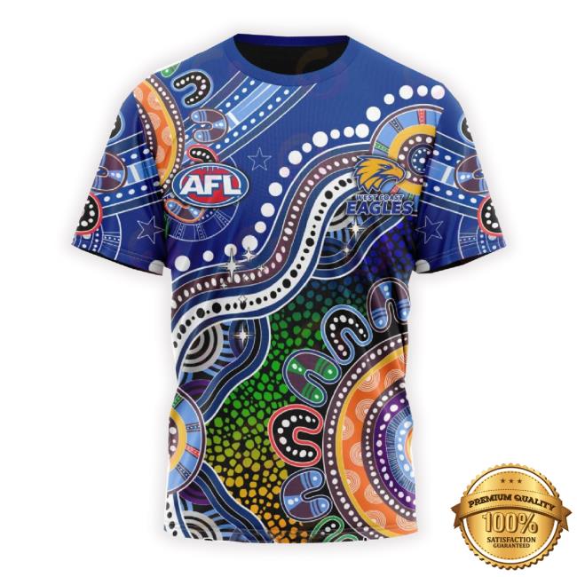 Official Afl West Coast Eagles Custom Name Number Special Indigenous T-Shirt