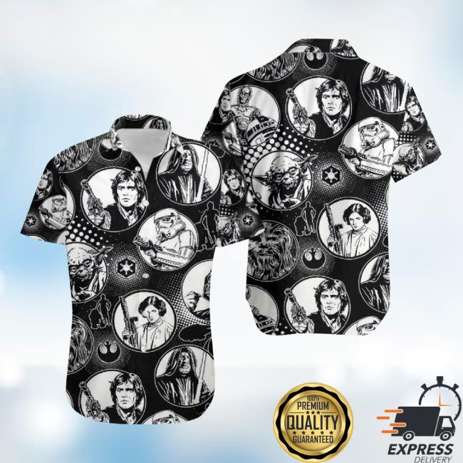 Official Monochrome Force Star Wars Black And White Hawaiian Fan Hoodie Sweatshirt
