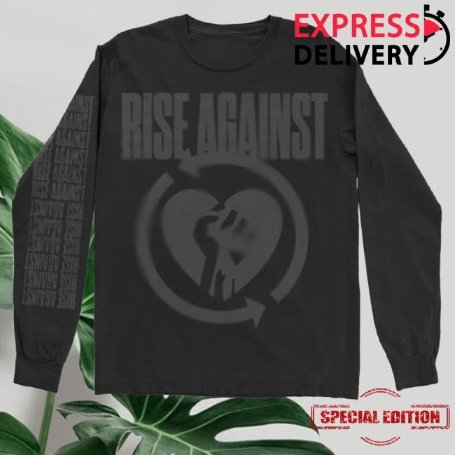 Official Rise Against Merch Blurred Heartfist Hoodie Sweatshirt (Black)