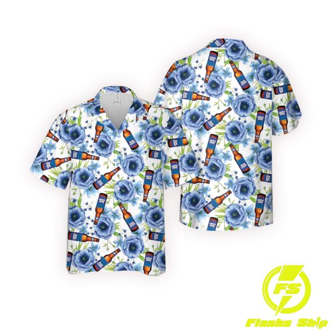 Bud Light Bottle Floral Hawaiian Shirt