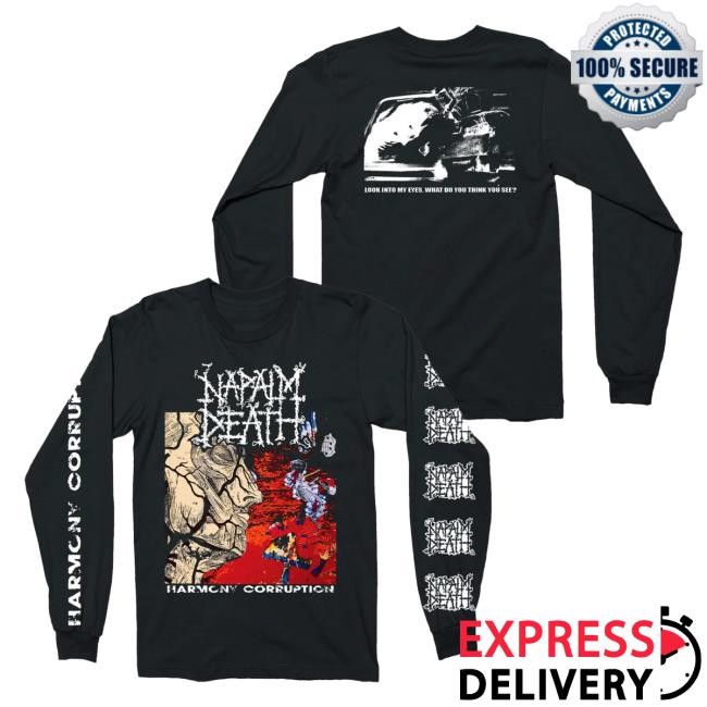 Night Shift Merch Napalm Death - Harmony Corruption Long Sleeve Hoodie