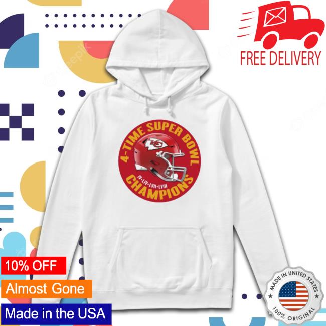 Original Kansas City Chiefs 4-Time Super Bowl Champions Vintage Helmet Hoodie