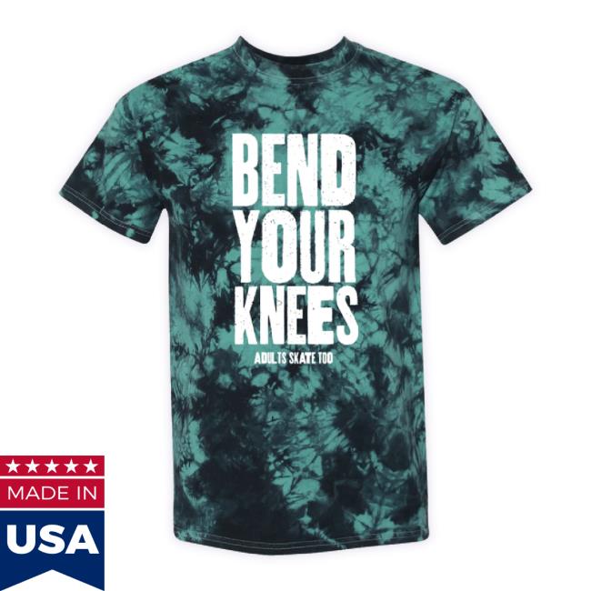 Official Adults Skate Too Shop Bend Your Knees Tie Dye Teal Sweaters