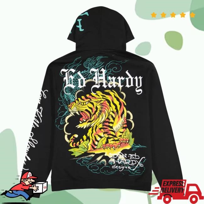 K-Momo Merch Ed Hardy Crawling Tigers Zip-Up Crewneck Sweatshirt
