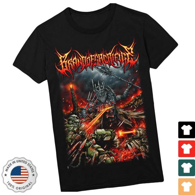 Brand Of Sacrifice Merch Sauron Vs. Doom Slayer Black Hoodie Sweatshirt