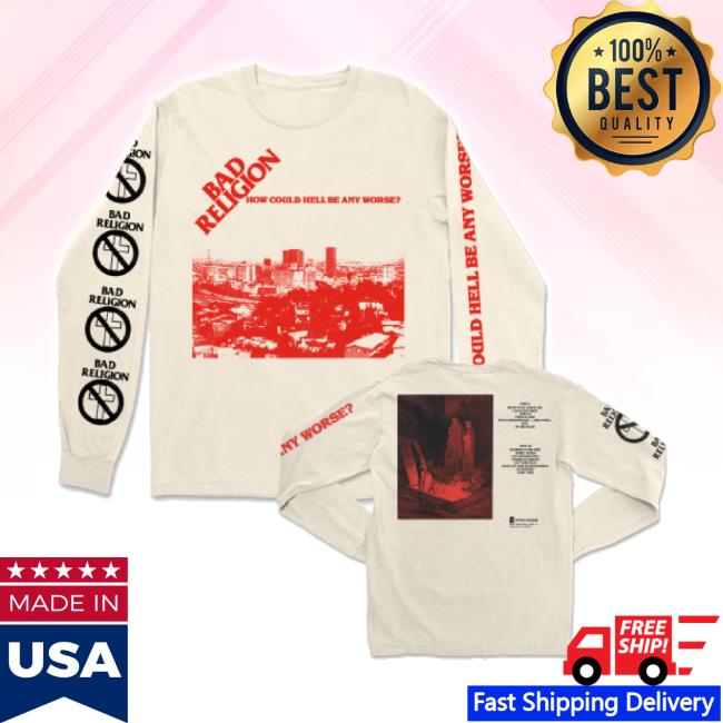 Original Bad Religion Merch Store How Could Hell Be Any Worse Hoodie Sweatshirt (Ivory) Badreligion Shop