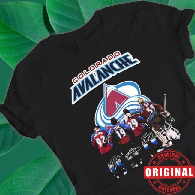 Colorado Avalanche Gabriel Landeskog Joe Sakic Nathan Mackinnon And Patrick Roy Signatures Shirt