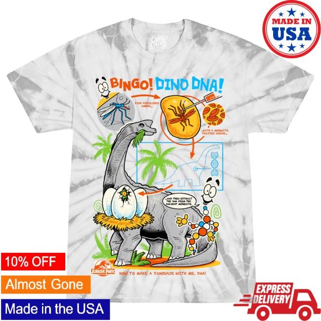 Cavitycolors Merch Jurassic Park Bingo! Dino Dna Tie-Dye Shirts