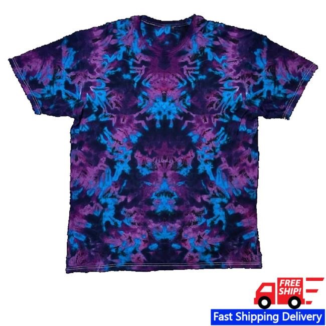 Official Zoo Tie-Dye Merch Purple And Blue Symmetrical Scrunch Tee Official Zoo Tie-Dye Merch Purple And Blue Symmetrical Scrunch Long Sleeve T Shirt