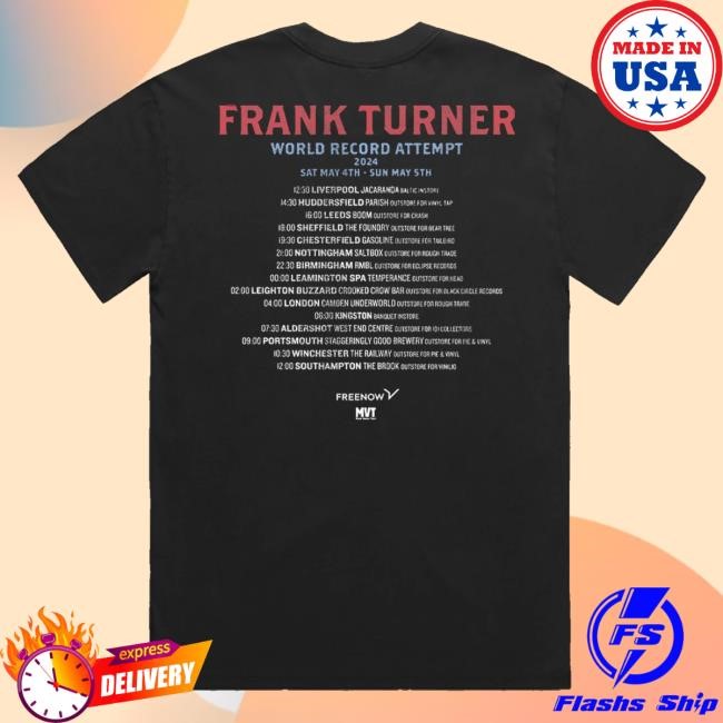 Official Frank Turner Merch Limited Edition World Record Attempt 2024 Hoodie