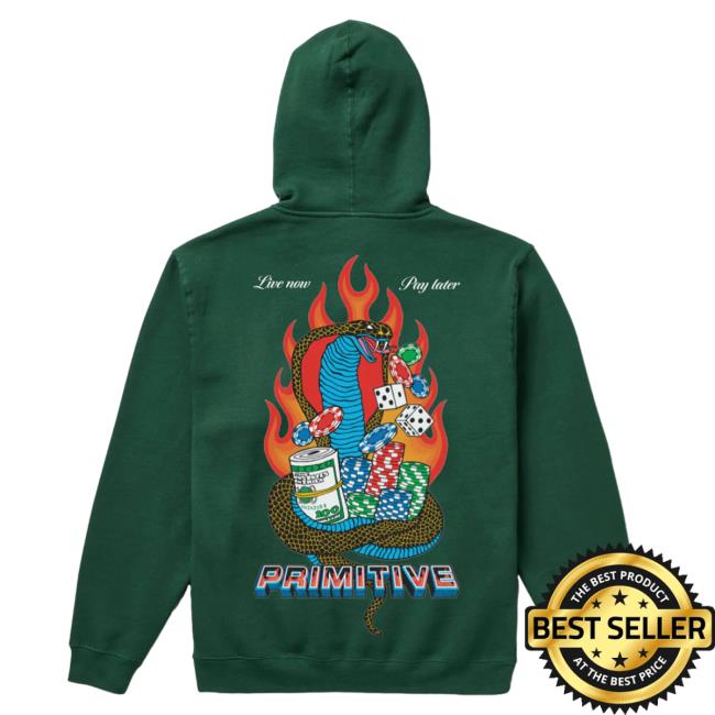 Official Primitive Skateboarding Apparel Clothing Merch Store Shop Cobra Live Now Pay Later Crew neck Sweatshirt Forest Green