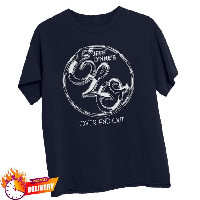 Jeff Lynne's Elo Merch Navy Over And Out Tee Shirt Official Jeff Lynne's Elo Merch Navy Over And Out Tee Shirt