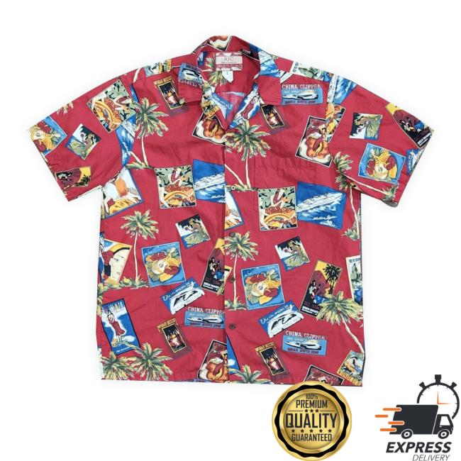 Official Vintage Rjc Postcards Hawaiian Tee Shirt