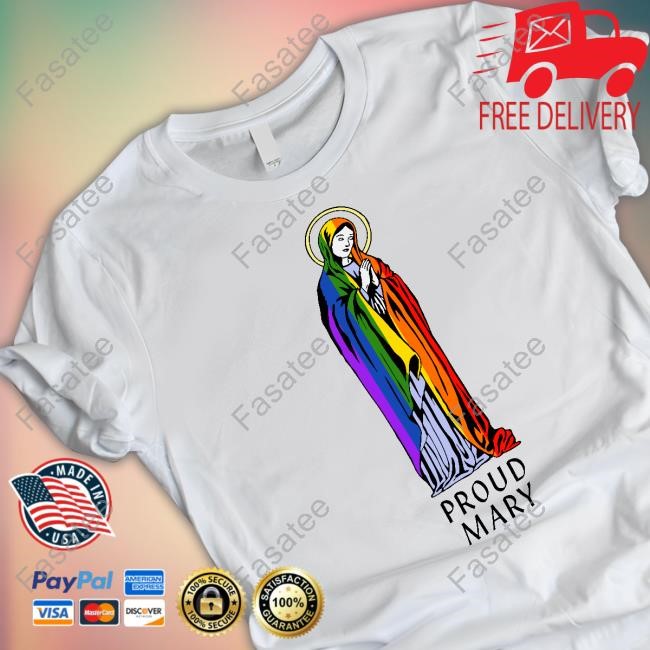 Blessed Virgin Mary Wearing A Pride Flag Sweatshirt