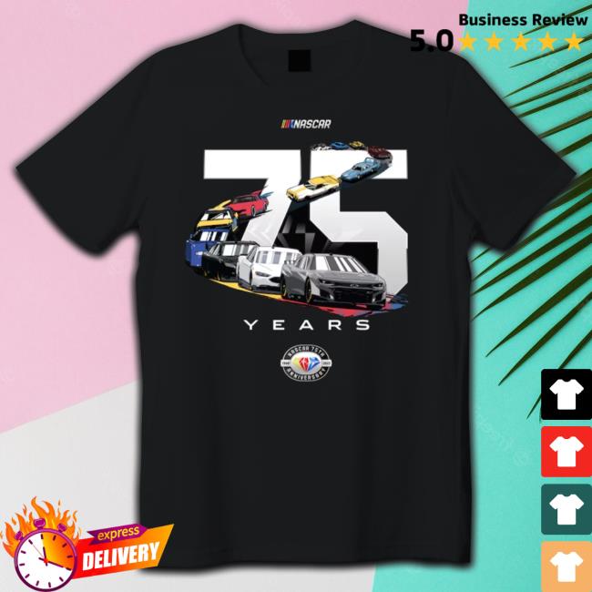 Men's Nascar Checkered Flag Black 75Th Anniversary 2023 Schedule Shirt