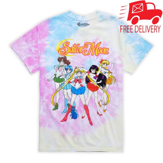 Sailor Moon Inner Scouts Glitter Tie-Dye Boyfriend Fit Girls Hoodie Sweatshirt