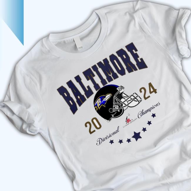 Official Baltimore Ravens Football 2024 Division Champions Helmet New Shirt