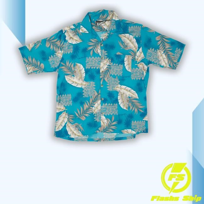 Rs Surf Mens Hawaiian Blue Floral Shirt