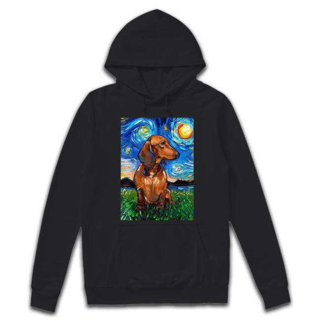Dachshund Dog Starry Night Style Poster Hoodie Sweatshirt