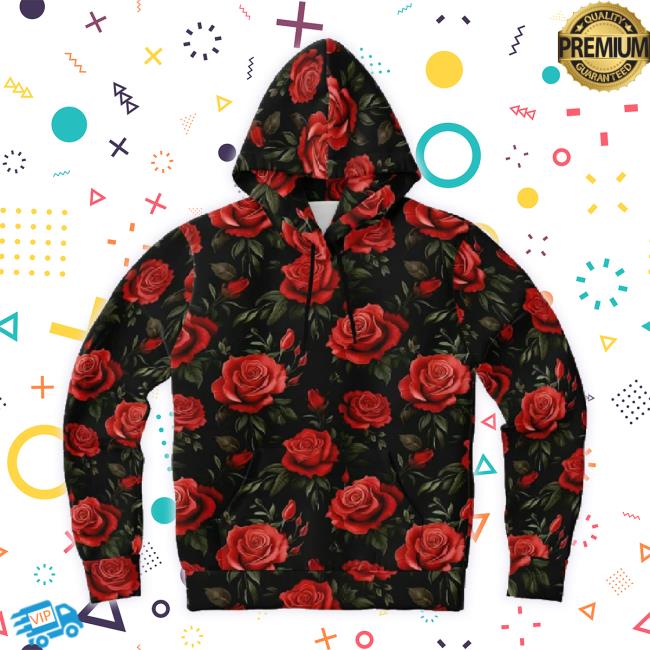 Officia Red Roses Hoodie, Black Floral Flowers Pullover Men Women Adult Aesthetic Graphic Cotton t-shirt, hoodie, tank top, sweater and long sleeve t-shirt With Pockets