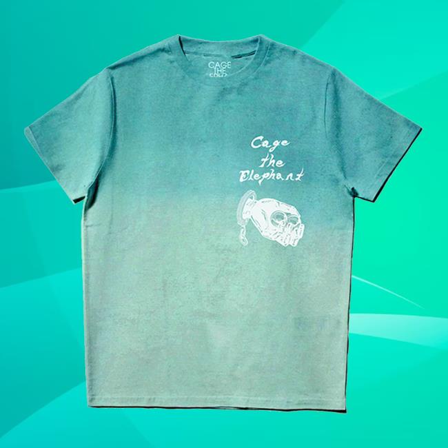 Official Cage The Elephant Merch Ombre Blue Dateback Tee Cagetheelephant