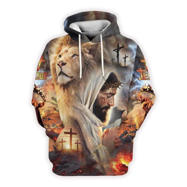 Jesus The Lion Of Judah 3D Hoodies Jesus Hoodie Men & Women Christian 3D Hoodie