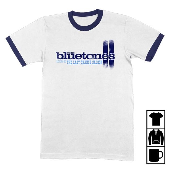 Official Bluetones Store Merch Logo Ringer T-Shirt (White) Tee Shirt
