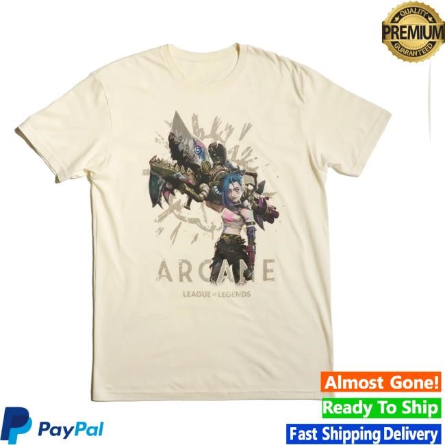 Heroes Villains Merch Arcane League Of Legends Jinx & Fishbones Natural New Shirt