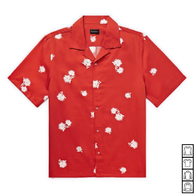 Official Convertible-Collar Printed Cotton And Lyocell-Blend Long Sleeve Tee