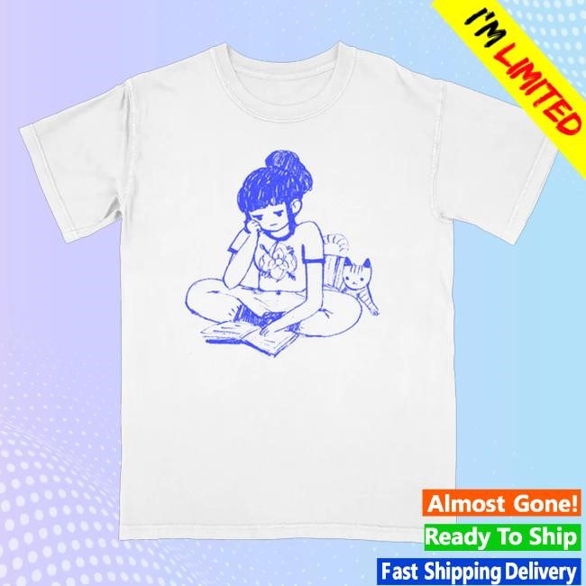 Hello Merch Girl Reading White Shirt