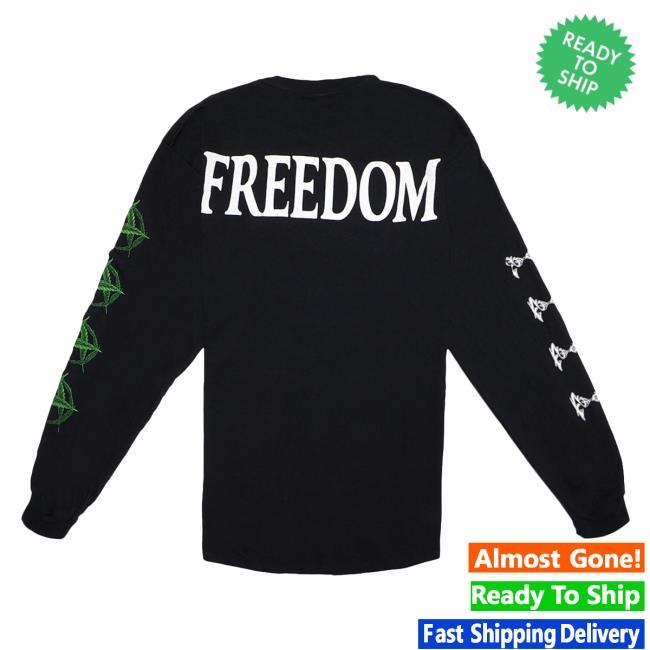 Official Playboi Carti Merch Playboi Carti Freedom Long Sleeve Top Shirt Black PlayboiCarti Clothing Shop Store