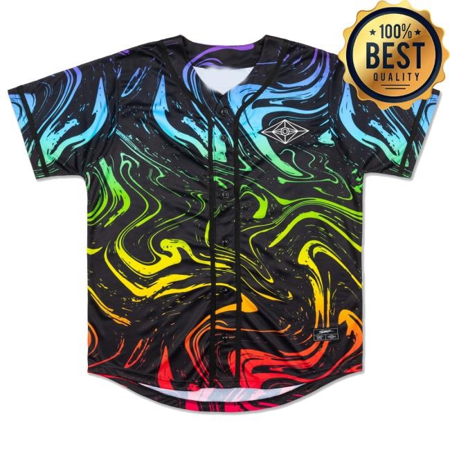 Official Slanderofficial Merch Spaceman Jersey Rainbow Marble Crewneck Sweatshirt
