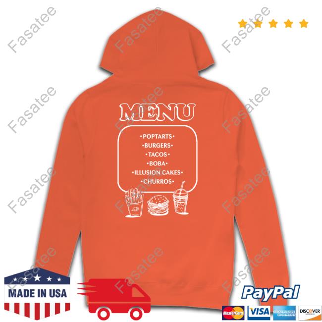 Menu Poptarts Burgers Tacos Boba Illusion Cakes Churros T Shirt The Try Guys