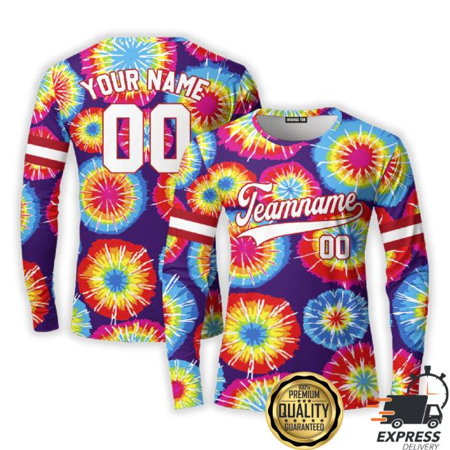 Official Custom Circle Tie Dye White Red Custom T-Shirt