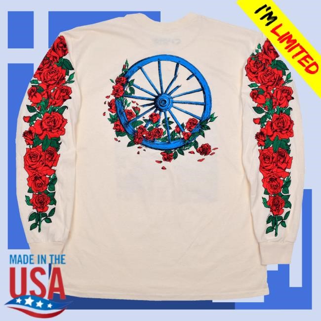 Authentic Band Merch Grateful Dead Woodcut Wheel Roses Shirts