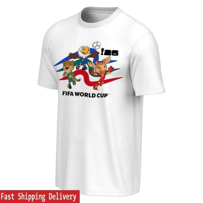 Fifa Store 2026 World Cup Mascot Crew White Hoodie, Sweatshirt