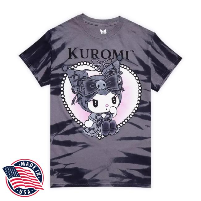 Official Kuromi Lolita Black Tie-Dye Boyfriend Fit Girls Unisex Sweatshirt