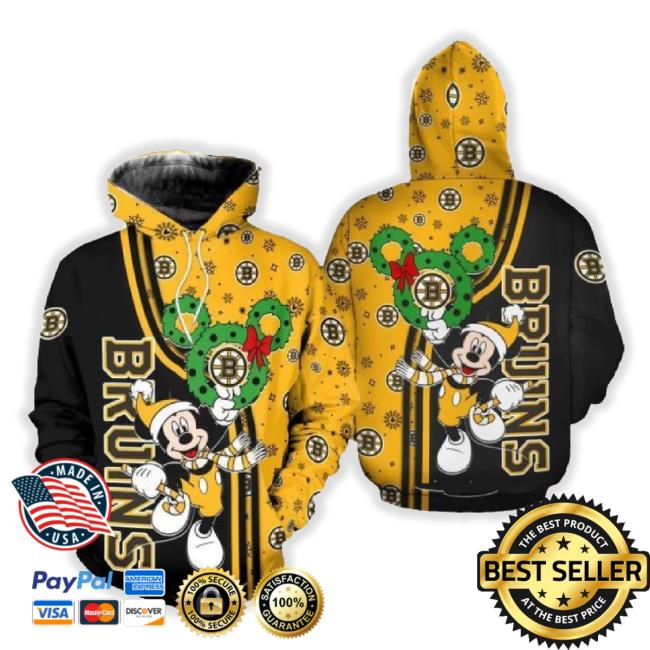 Official Boston Bruins Disney Mickey Funny Hoodie Zip Tee Shirt Print Holiday Gift For Fans Christmas